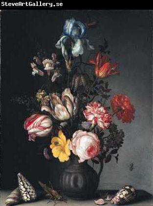 Balthasar van der Ast Flowers in a Vase with Shells and Insects